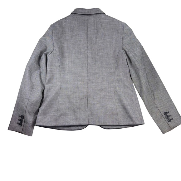 Talbots Blazer Gray Black Trimmed Houndstooth Career Jacket - Size 8 Classic - Picture 2 of 11